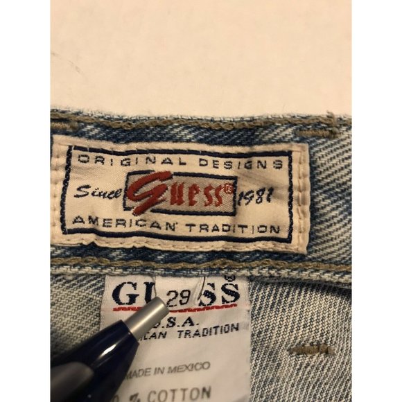 Vintage GUESS Triangle Logo Mom Jeans Hi Rise Women's Size 29 90s - Picture 6 of 9